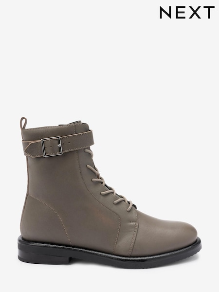 Braun - Forever Comfort® Leather Lace-Up Ankle Boots With Buckle (A99122) | 37 €