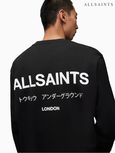 AllSaints Black 100% Cotton Underground Crew Jumper (A99186) | AED635