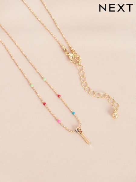Gold Tone I Initial Beaded Necklace Letter R (A99290) | €6
