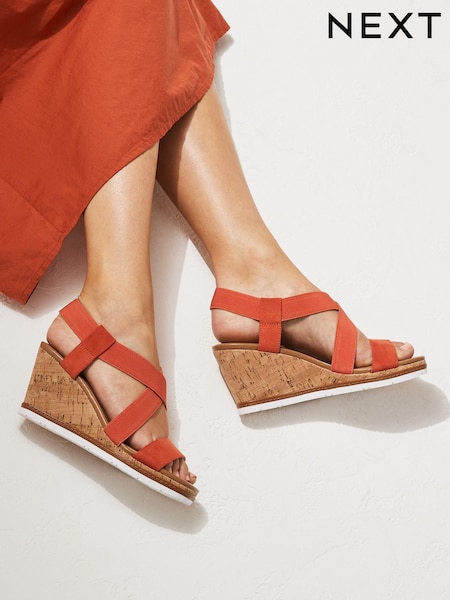 Orange - Forever Comfort® Elastic Cross-Over Wedges (A9L038) | 9 €
