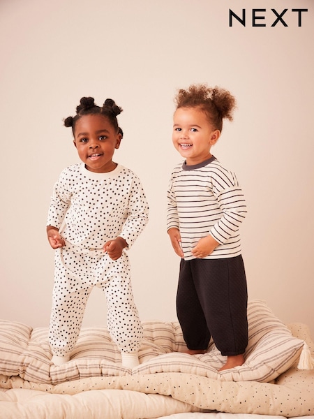 Monochrome Quilted Jogger Pyjamas 2 Pack (9mths-8yrs) (AA0023) | €17 - €23