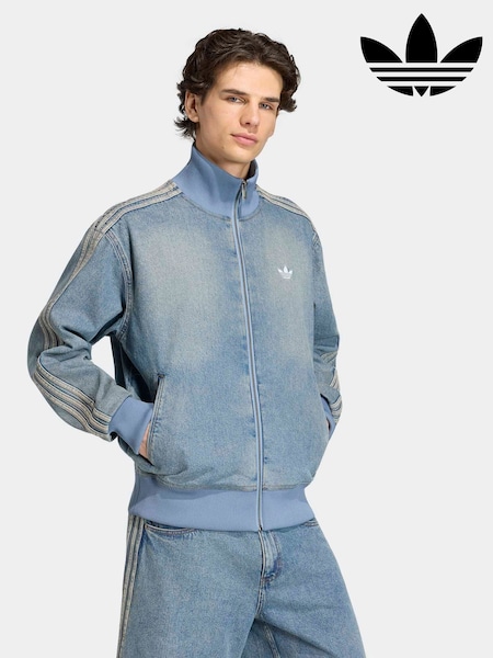 Bleu - Regular Adidas Originals Firebird Adicolor Denim Track Top