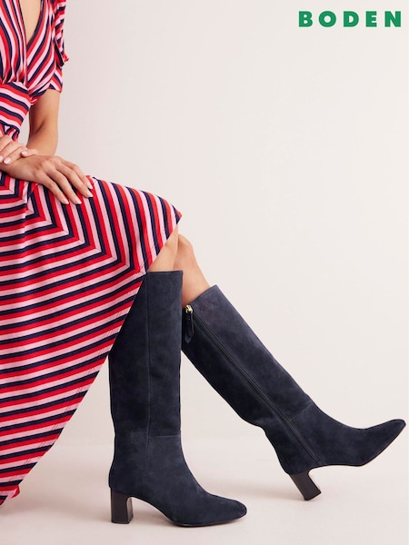 Boden Blue Erica Knee High Leather Boots (AA0159) | 569 QAR