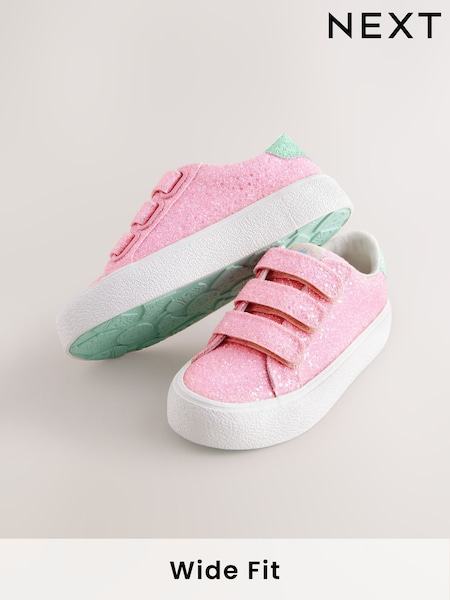 Pink Glitter Wide Fit (G) Touch Fastening Trainers (AA0162) | € 31 - € 41