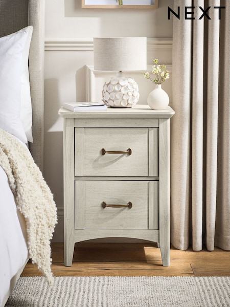 Grey Oakham Oak Effect 2 Drawer Bedside Table (AA0166) | €245
