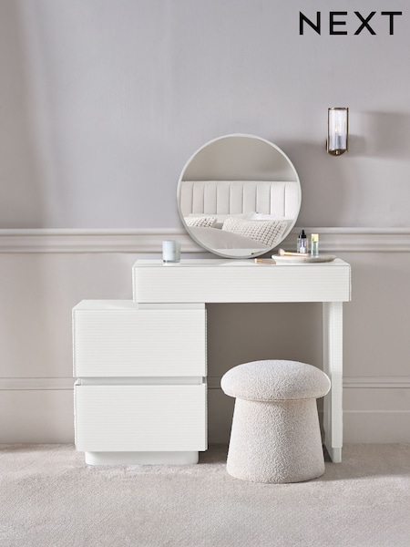 White Sloane Ribbed Glass Console Dressing Table (AA0172) | €750