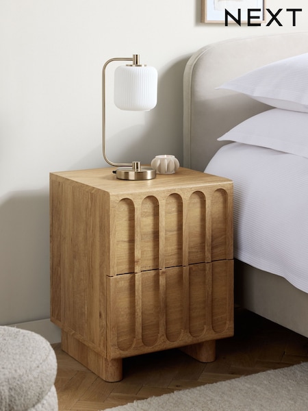 Mid Natural Floyd Mango Effect 2 Drawer Bedside Table (AA0174) | €245