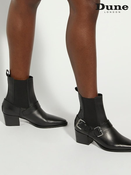 Negru - Cizme Western cu cataramă dublă Dune London Panino (AA0265) | 626 LEI