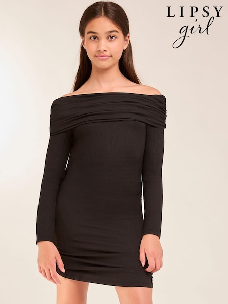 Lipsy Teen Bardot Long Sleeve Mini Dress (9-16yrs) (AA0267) | ‏15 ر.ع.‏ - ‏18 ر.ع.‏