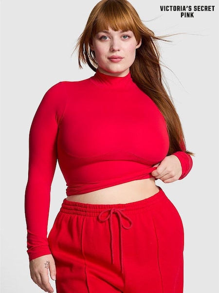 Victoria's Secret PINK Red Pepper Mock Neck Soft Stretch T-Shirt (AA0273) | €19.50