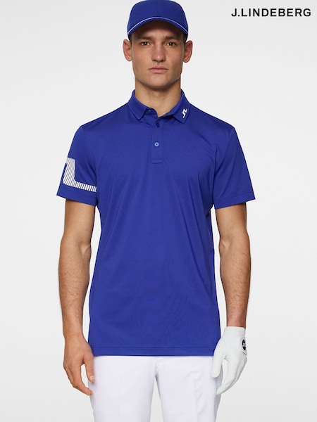 J.Lindeberg Bright Blue Golf Heath Strike Polo Shirt (AA0311) | €107