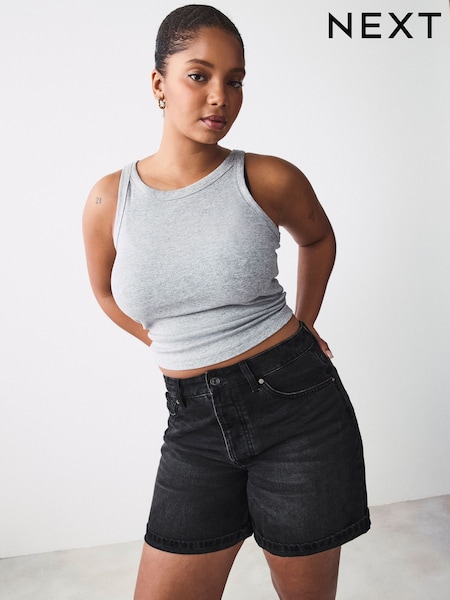 Black Hourglass Relaxed Turn up Denim 100% Cotton Shorts (AA0392) | €33