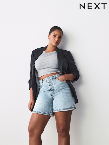 صباغة تبييض - Hourglass Relaxed Turn Up Denim 100% Cotton Shorts (AA0393) | ‏105 د.إ.‏