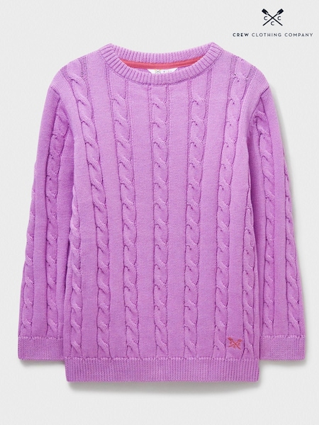 Crew Clothing Purple Heritage Cable Crew Neck 100% Cotton Jumper (AA0404) | €37 - €47