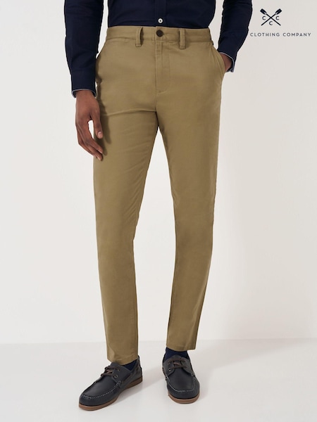 Crew Clothing Company Brown Slim Chinos Trousers (AA0409) | R$ 640