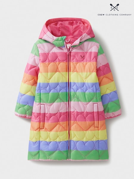 Crew Clothing Pink Shower Resistant Stripe Puffer Coat (AA0418) | €66 - €77