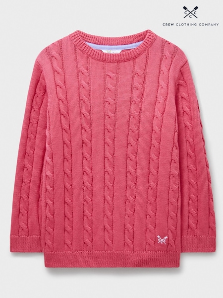 Crew Clothing Company Pink Heritage Cable 100% Cotton Crew Neck Jumper (AA0419) | €37 - €47