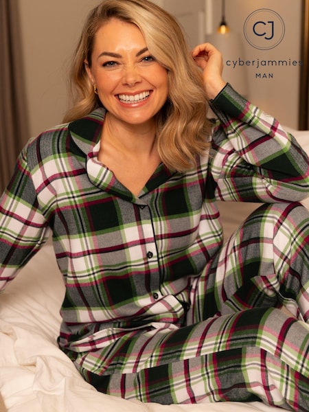 Cyberjammies Green Long Sleeved Check 100% Cotton Pyjamas Set (AA0470) | €34