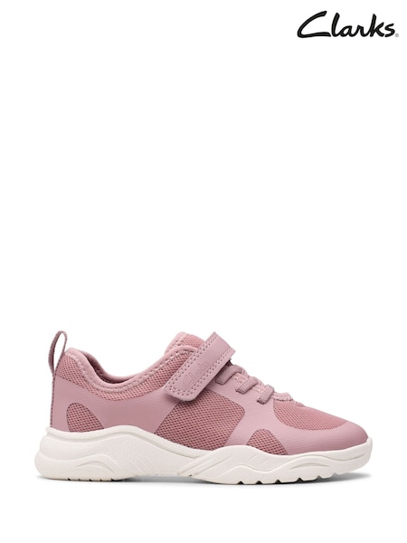 Clarks Pink Standard Fit (F) Feather Ath Kid Trainers (AA0474) | €42 - €45