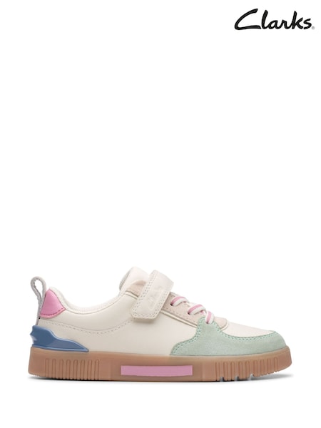 Clarks White Wide Fit (G) Oslo Vibe Kid Shoes (AA0503) | €61 - €66