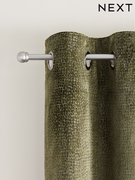 Brushed Silver Gloucester Ball Finial Extendable 19mm Curtain Pole Kit (AA0555) | €46 - €72