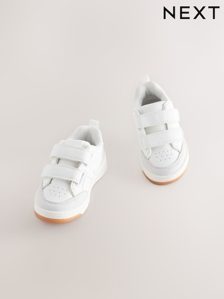 White Standard Fit (F) Touch Fastening Two Strap Trainers (AA0578) | AED91 - AED102
