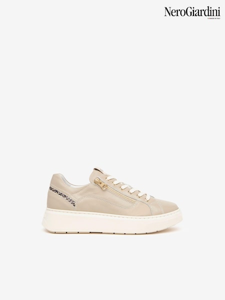 Cream - Pantofi sport NeroGiardini cu talpă din piele (AA0648) | 1,192 LEI