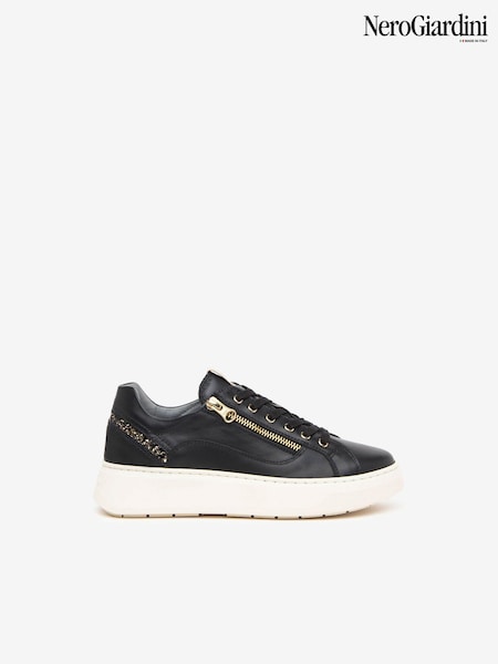 Negru - Pantofi sport NeroGiardini cu talpă din piele (AA0653) | 1,192 LEI