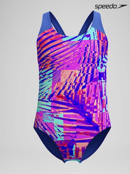 Speedo Blue Digital Allover Splashback Swimsuit (AA0686) | €38