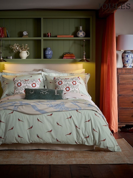 Joules Khaki The Pheasant 100% Cotton Duvet Cover and Pillowcase Set (AA0718) | 322 QAR - 515 QAR