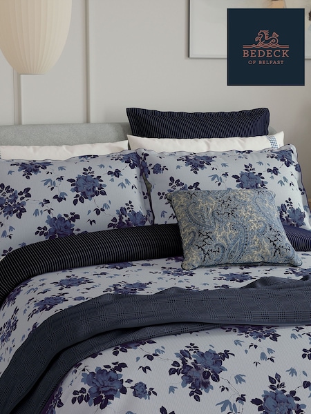 Bedeck of Belfast Midnight Blue Freya Standard Pillowcase 100% Cotton Pair (AA0748) | €46