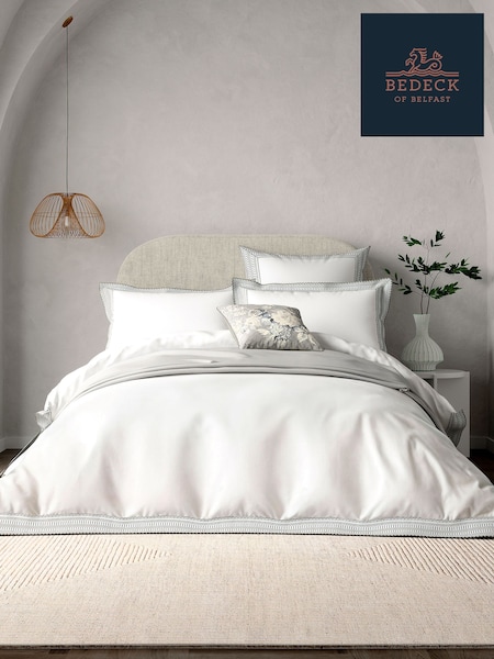 Bedeck of Belfast White or Silver Astrid Duvet Cover and Pillowcase 100% Cotton Set (AA0764) | €159 - €199