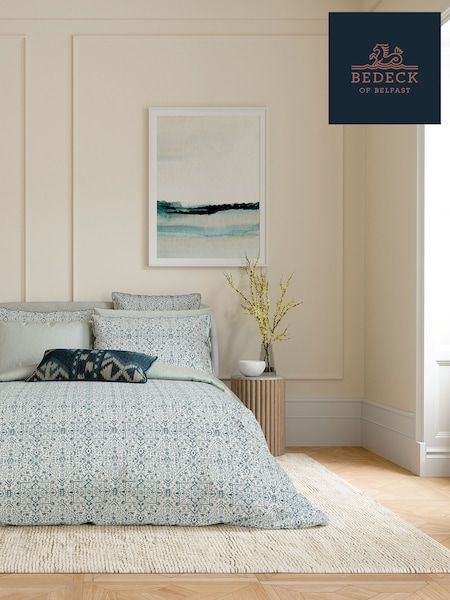 Bedeck of Belfast Blue 100% Cotton Dhaka Duvet Cover and Pillowcase Set (AA0768) | €80 - €133
