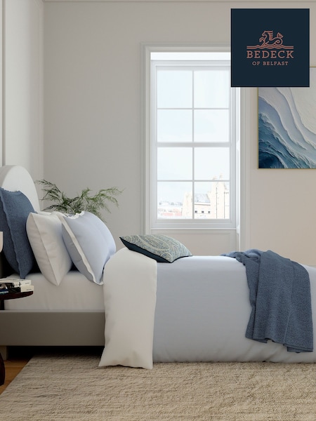 Bedeck of Belfast Blue or White 100% Cotton Demi Duvet Cover and Pillowcase Set (AA0769) | €172 - €199