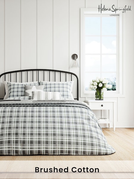 Helena Springfield Green Cosy Check Brushed 100% Cotton Duvet Cover and Pillowcase Set (AA0783) | 198 QAR - 346 QAR