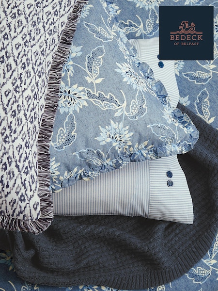 Bedeck of Belfast Chambray Blue Miya Standard Pillowcases Pair (AA0792) | €38