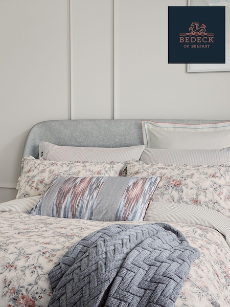 Bedeck of Belfast Chambray and Pink 100% Cotton Estelle Standard Pillowcase Pair (AA0823) | €36