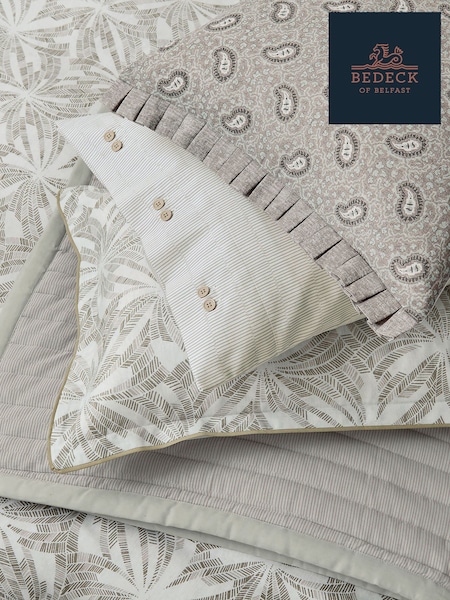 Bedeck of Belfast Linen and Grey 100% Cotton Cora Standard Pillowcase Pair (AA0824) | €36
