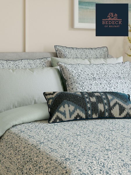 Bedeck of Belfast Blue Dhaka Square Pillowcase 100% Cotton Pair (AA0829) | €40