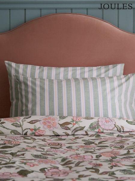 Joules Green Juliette Stamp Standard Pillowcase 100% Cotton Pair (AA0834) | €27