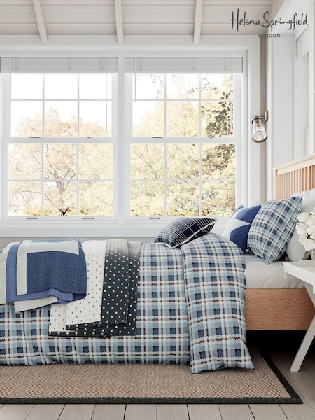 Helena Springfield Blue Red Cosy Check Brushed 100% Cotton Duvet Cover and Pillowcase Set (AA0849) | €53 - €93