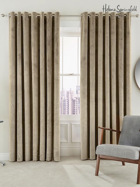 Helena Springfield Sand Velvet Escala Curtains (AA0857) | $97 - $145