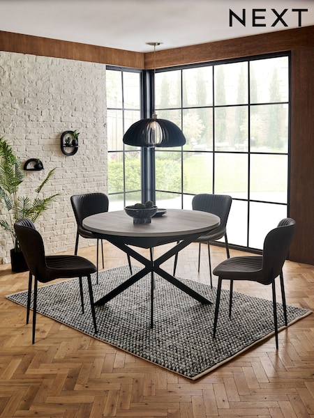 Bronx Oak Effect Grey Bronx 4 to 6 Seater Foldable Extending Round Dining Table (AA0997) | €580