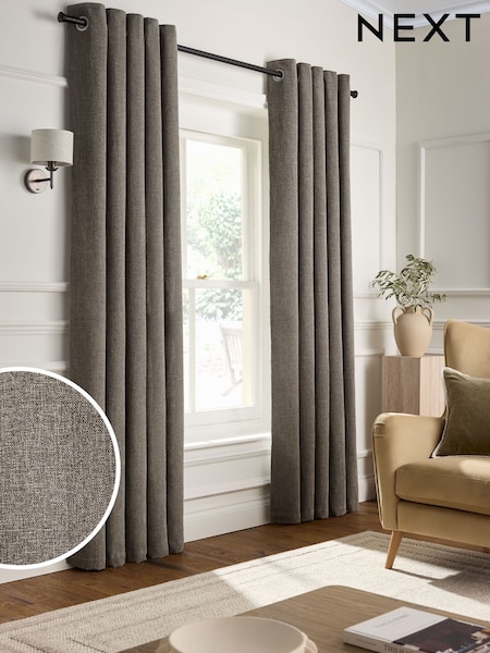 Grey Premium Chenille Heavyweight Eyelet Lined Curtains (AA1008) | 441 QAR - 980 QAR