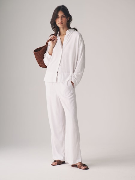 The Set 2 Pack Wide Leg Pull On Trousers With Linen (AA1021) | 223 LEI