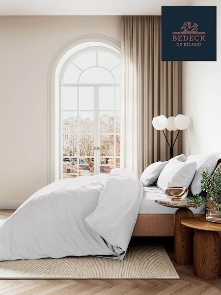 Bedeck of Belfast White 400 Thread Count 100% Cotton Sateen Duvet Cover and Pillowcase Set (AA1057) | €106 - €146