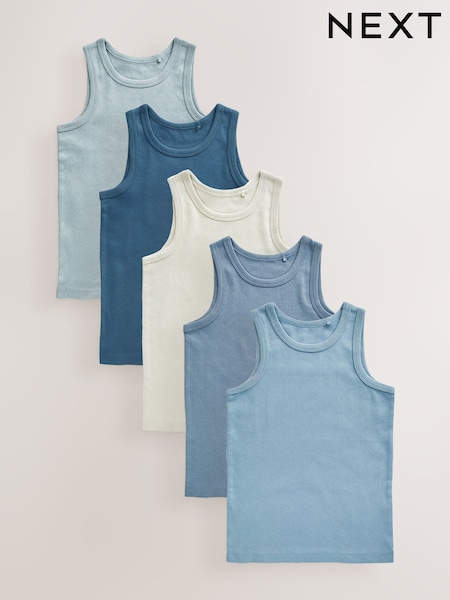 Tonal Blue Vests 5 Pack (1.5-16yrs) (AA1096) | €16 - €22