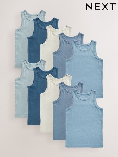 Tonaalinen Sininen - Organic Cotton Vests 10 Pack (1.5-16yrs) (AA1098) | €31 - €42