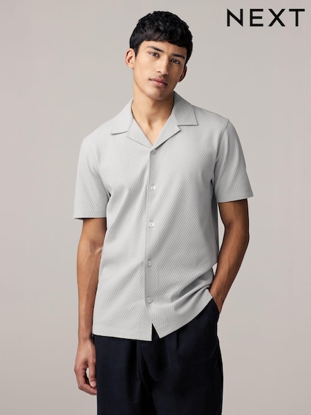 Grey Slim Fit Textured Diagonal Jersey 100% Cotton Shirt (AA1102) | €39