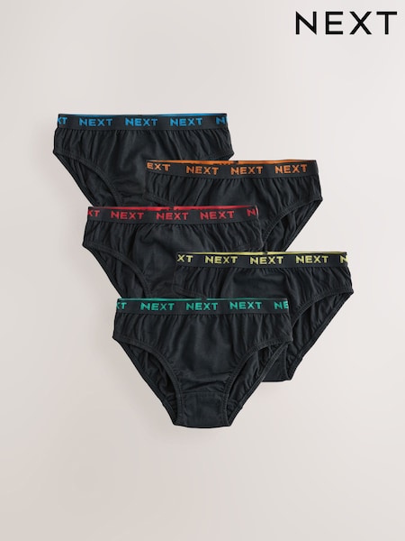 Negro con cinturilla de jacquard brillante - 100% Cotton Briefs 5 Pack (1.5-16yrs) (AA1134) | 12 € - 19 €